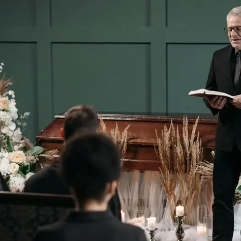A funeral service scene