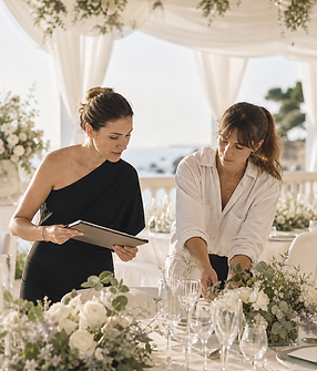 Wedding designer coordinating a cohesive floral vision for the celebration
