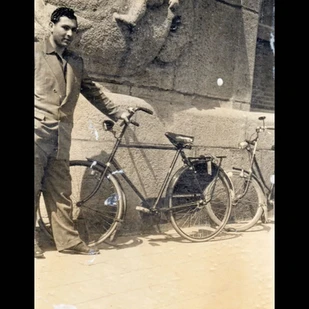 1950s Roadtrip to Europe, Rotterdam / Aleko with Bicycle .webp