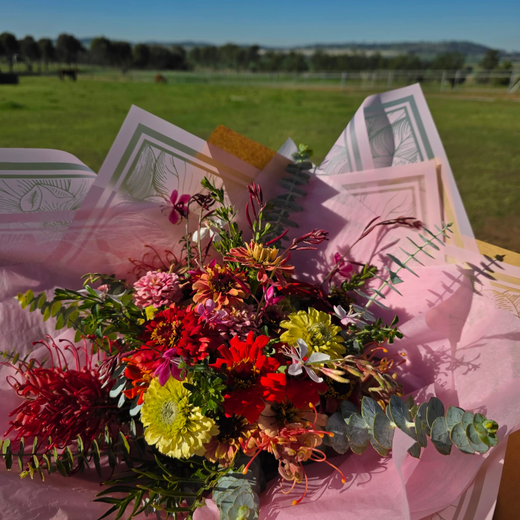 Large wrapped flower bouquet from flower farm