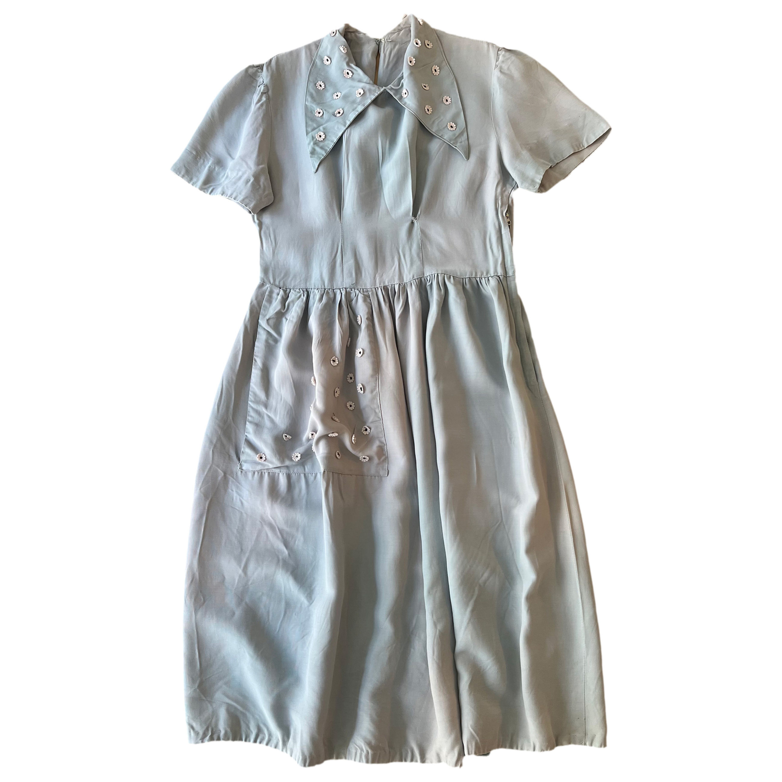 1940's junior pale blue short sleeve dress
