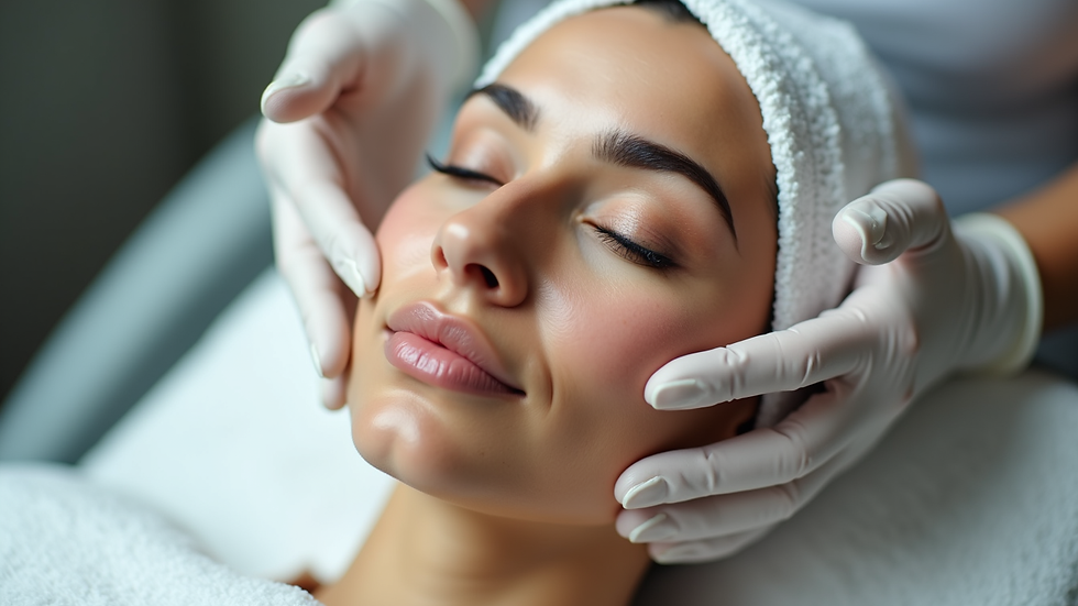 Close-up view of skincare professional applying a facial treatment