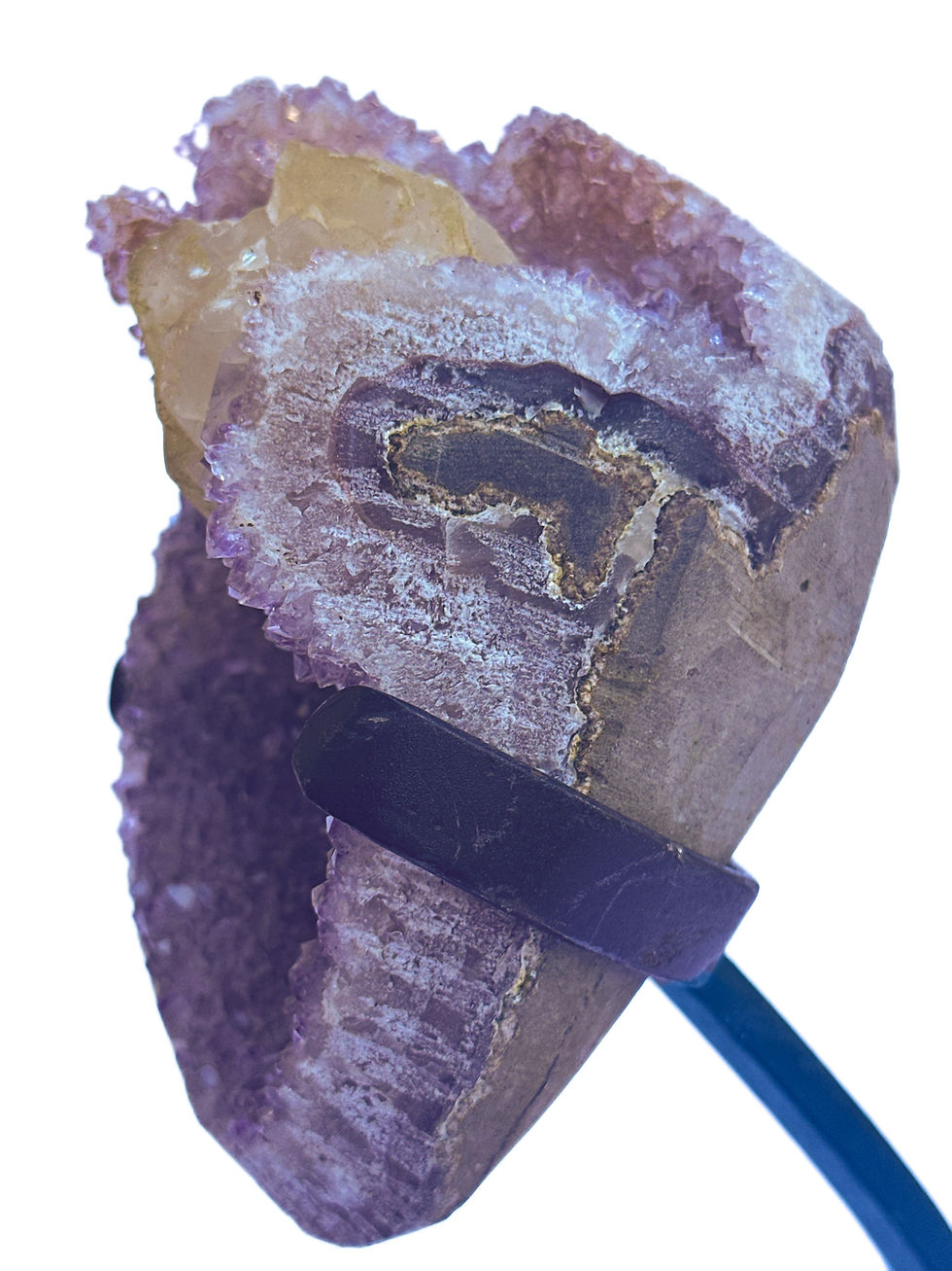 Thumbnail: Amethyst  specimen with calcite from uruguay