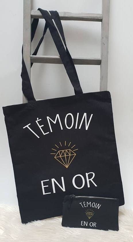 Tote bag et pochette " témoin en or"