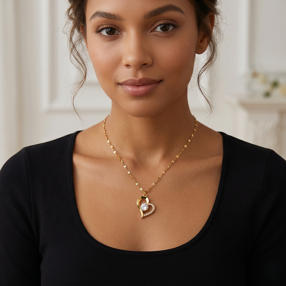 Thumbnail: Elegant Heart Charm Pendant – 18K Gold Plated Necklace
