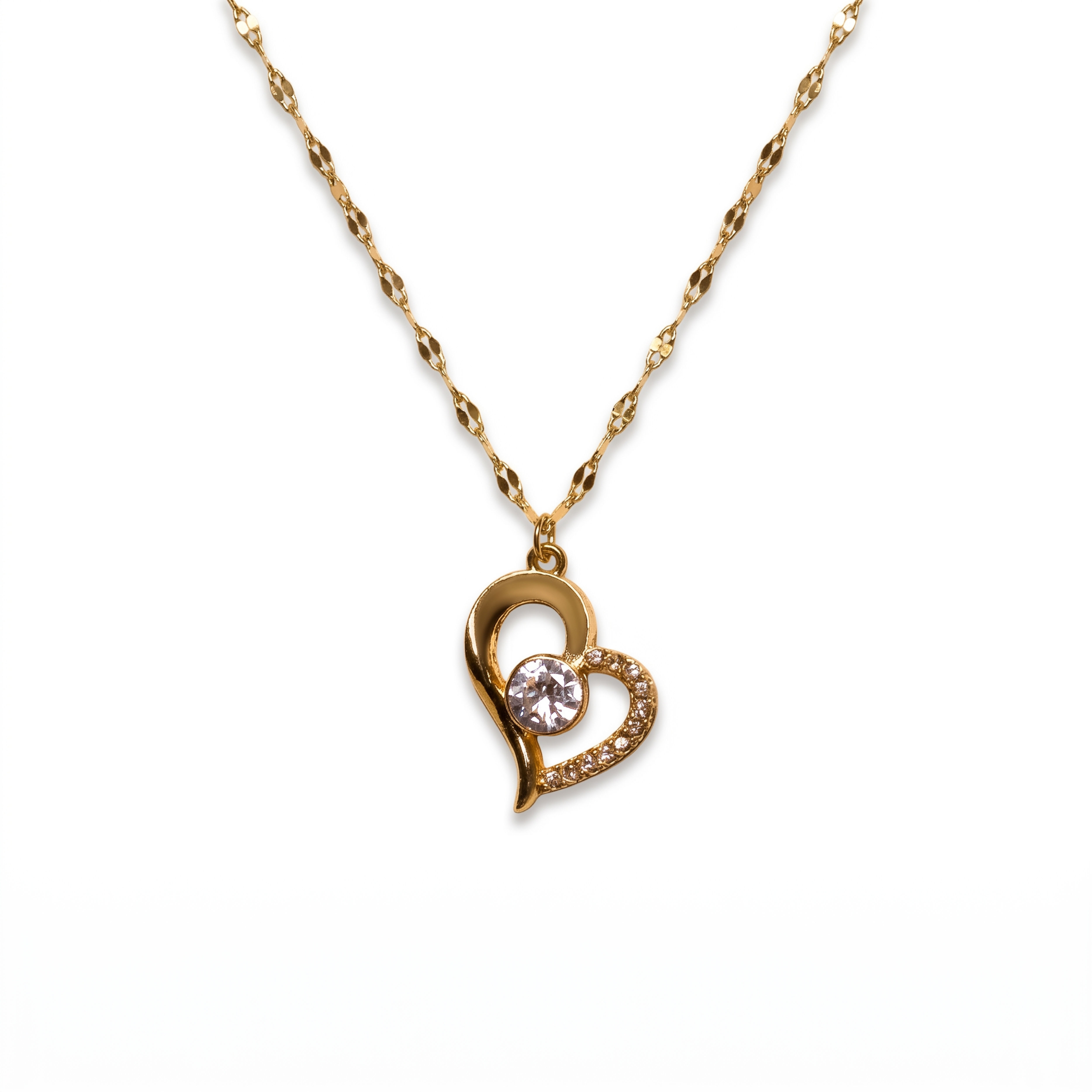 Elegant Heart Charm Pendant – 18K Gold Plated Necklace