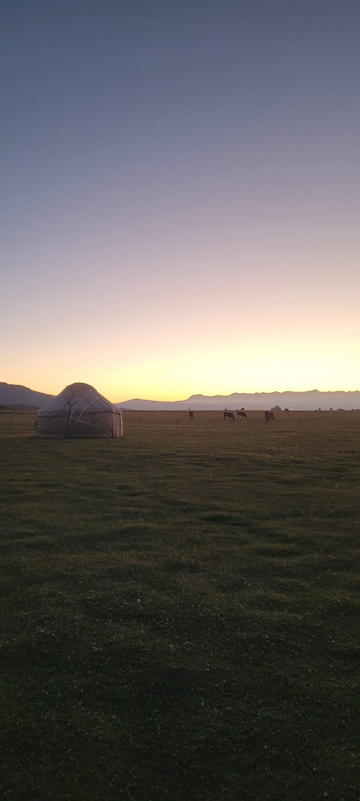 Lever de soleil sur les yourtes