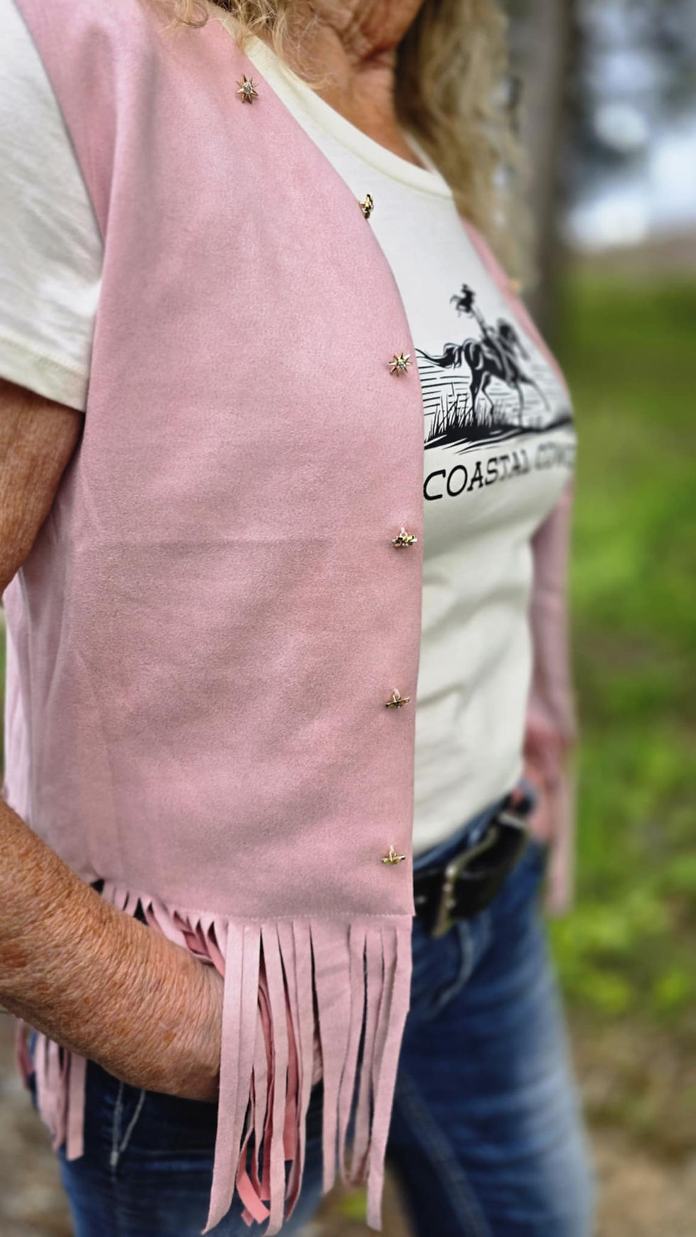 Thumbnail: Blush Trails Suede Fringe Vest