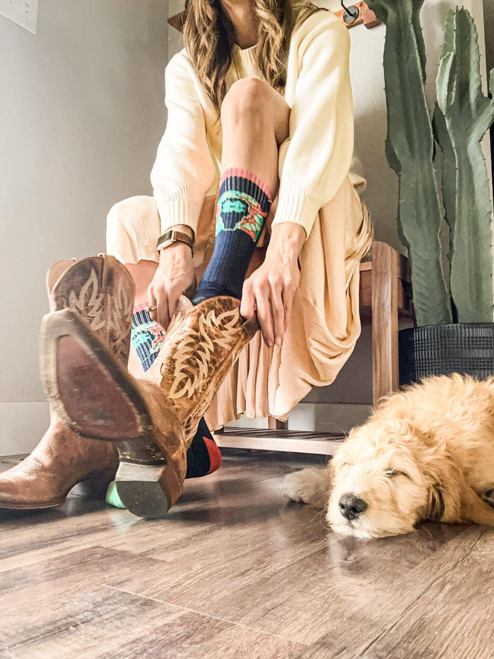 Thumbnail: Lucky Chuck™ Lucky Clover Steer Head Navy/Pink Performance Socks