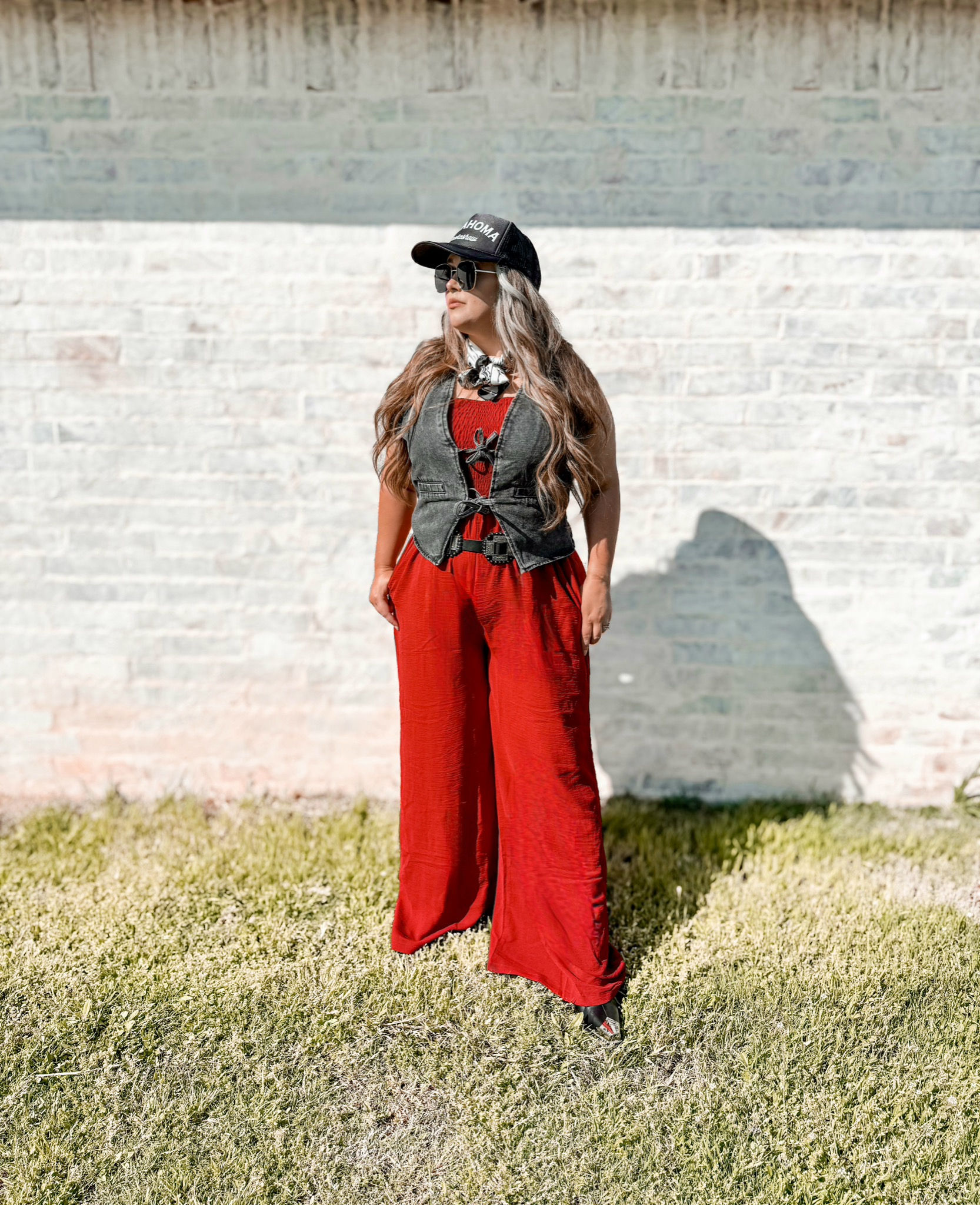 LDC | Dusty Rosewood Smocked Wide Leg Jumpsuit with Pockets