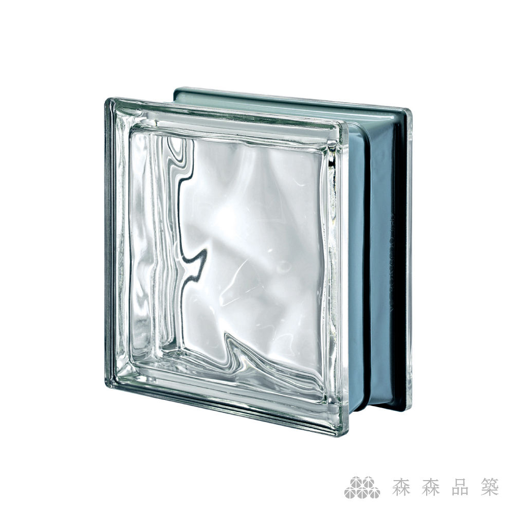 Q19 O MET 金屬塗層水波紋空心玻璃磚 19 x 19 x 8 cm,空心玻璃磚應用於現代風格採光牆