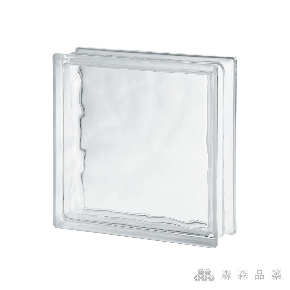 3030/10 WAVE雲形紋空心玻璃磚 29.8 X 29.8 X 9.8 cm，空心玻璃磚設計，打造透光與隱私兼具空間