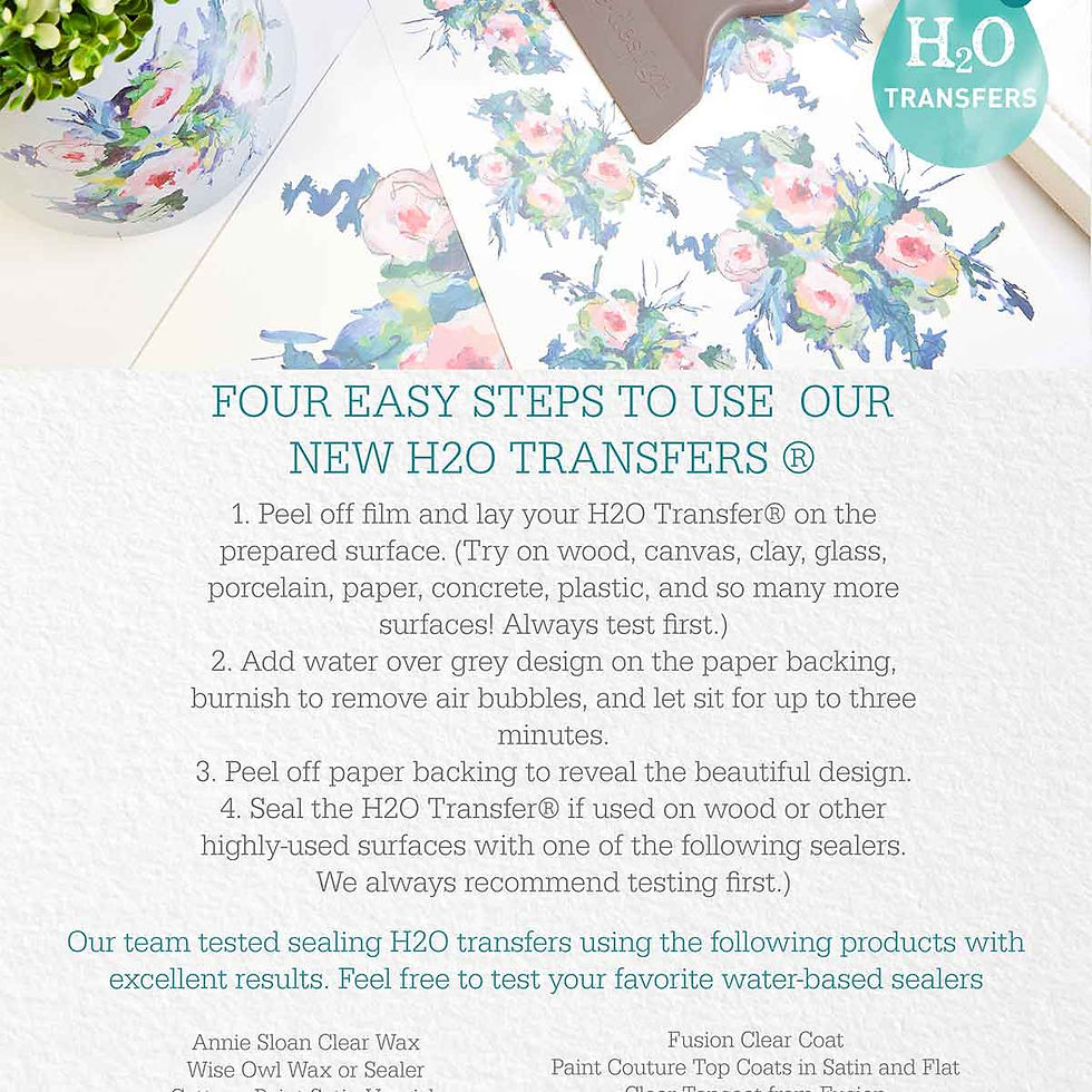 Thumbnail: H2O Transfers - Azure Florals Ii - 2 sheets, 8.5"x11"