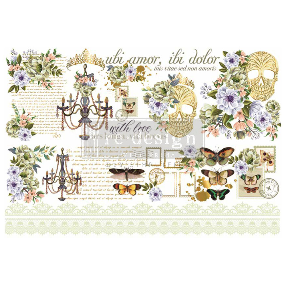 Decor Transfers® 24x35 - Cece With Love, Skully - total sheet size 24"x35", cut