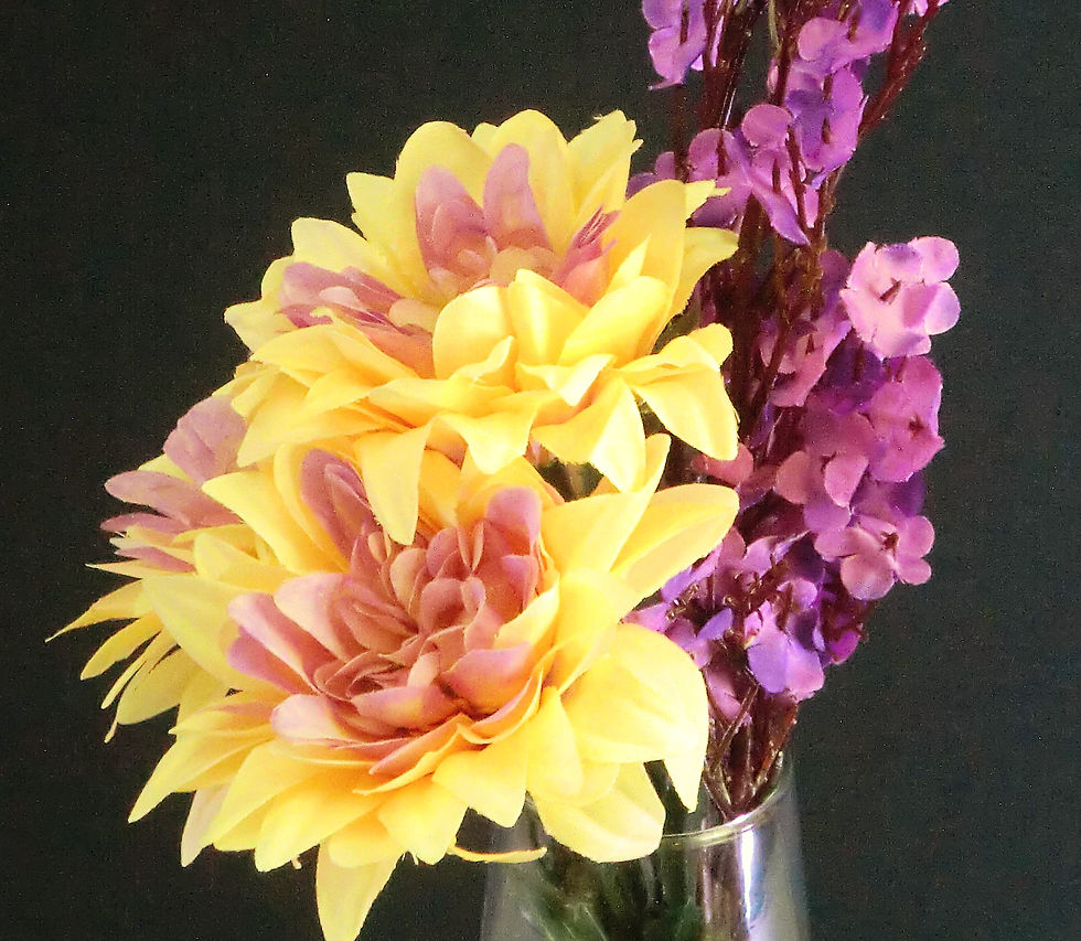 Thumbnail: Violet Vision, Peach & Purple Dahlia, purple Baby's Breath, artificial flower ar