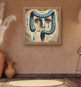 Illustration artistique Body Whispers MLD du côlon bleu - émotion : lâcher-prise