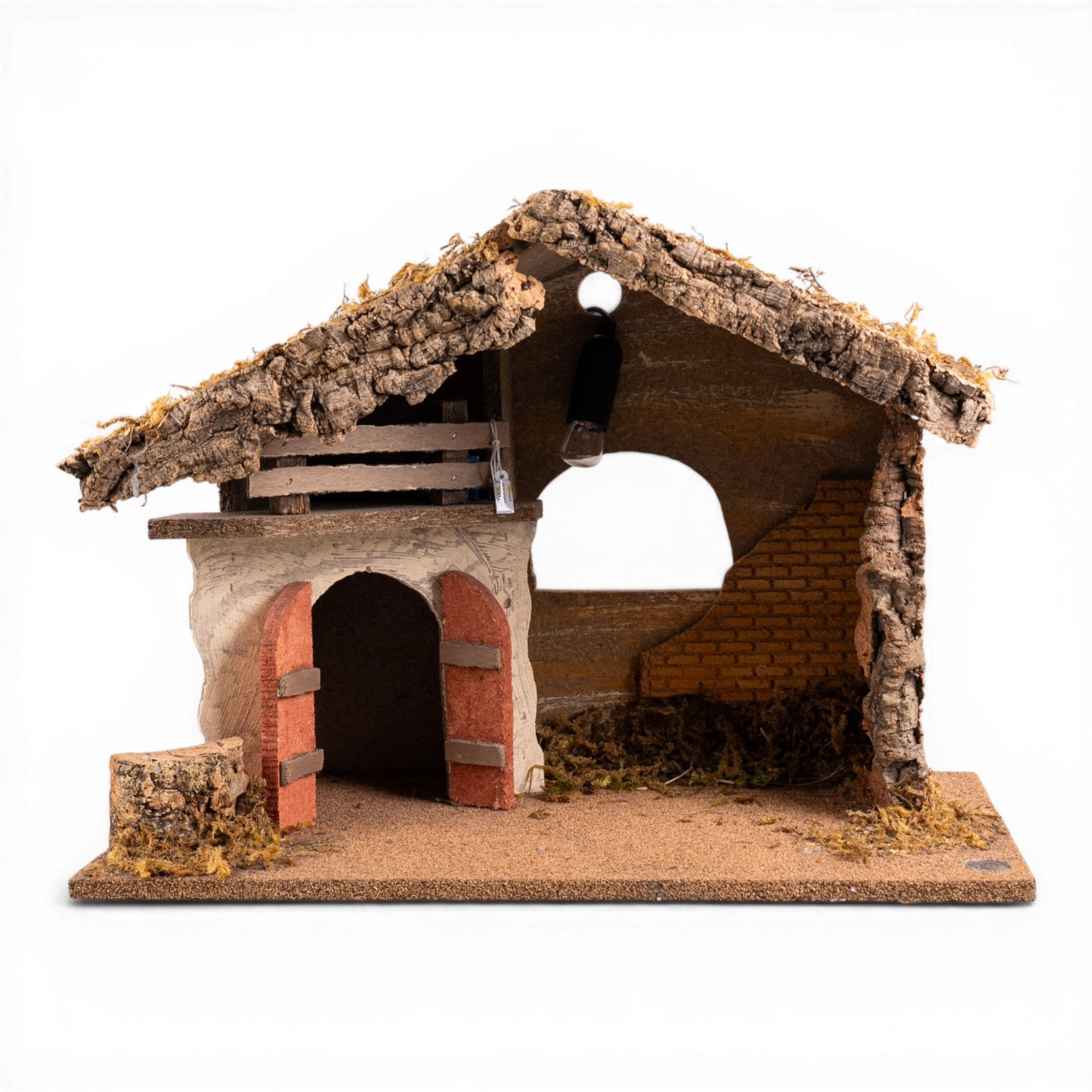 Capanna presepe in legno con luce led