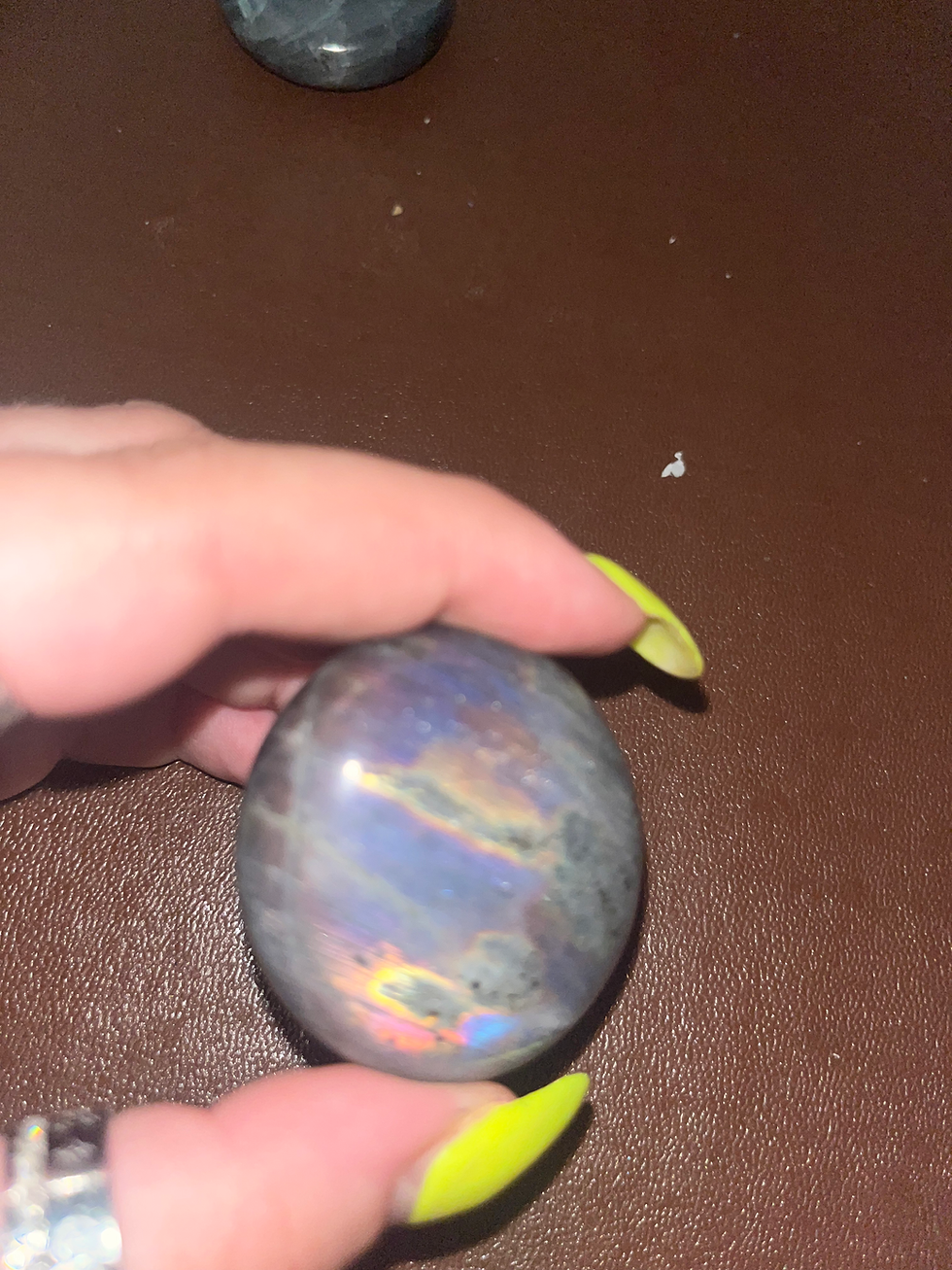 Thumbnail: Labradorite Crystal Palm Stone with purple flash