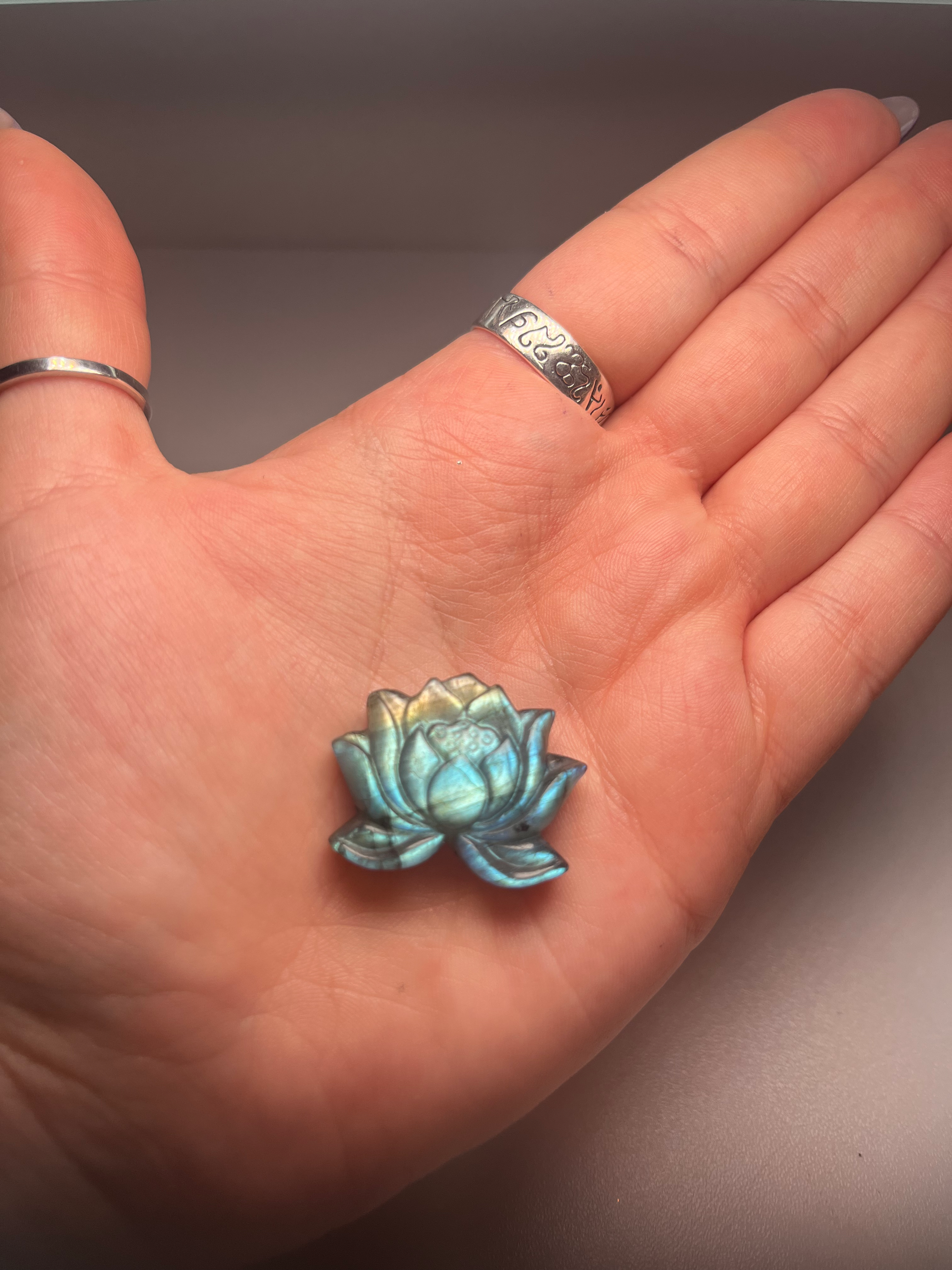 Labradorite Lotus Carving