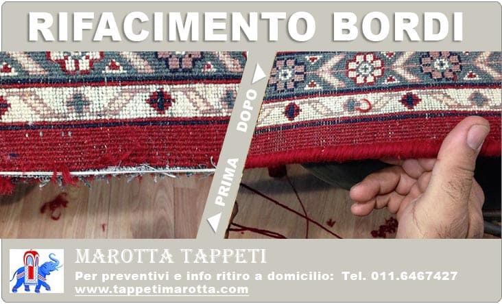 Restauro tappeti persiani rifacimento bordi