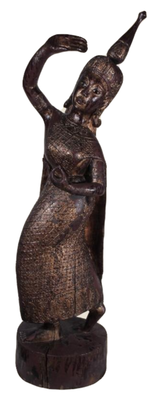 Scultura lignea intarsiata "Danzatrice Thai" – Misure: 27×25×98