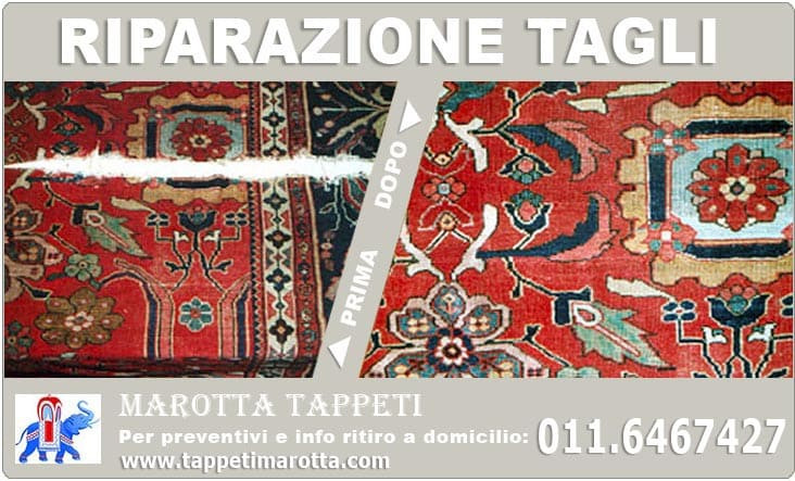 Restauro tappeti persiani riparazione tagli