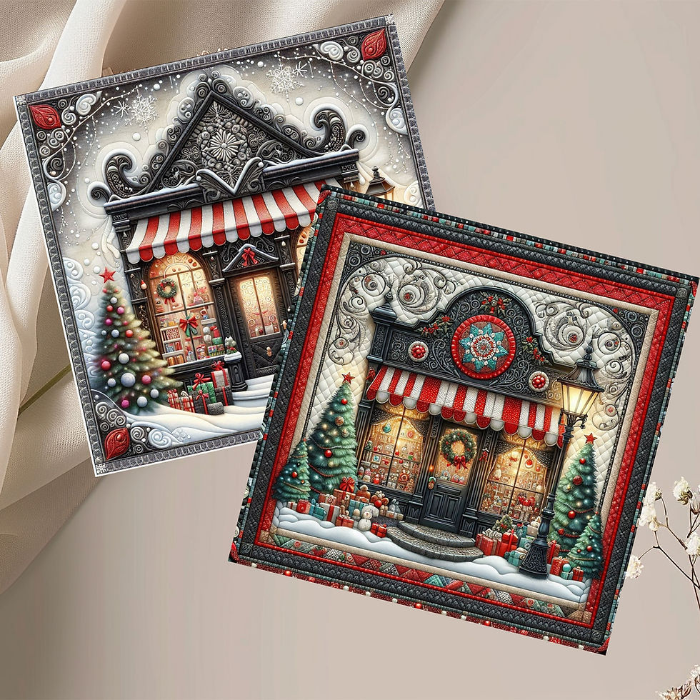 Thumbnail: 20 Christmas Eve Boutique Quilt-Inspired 6x6 Art Note Cards w/ Envelopes