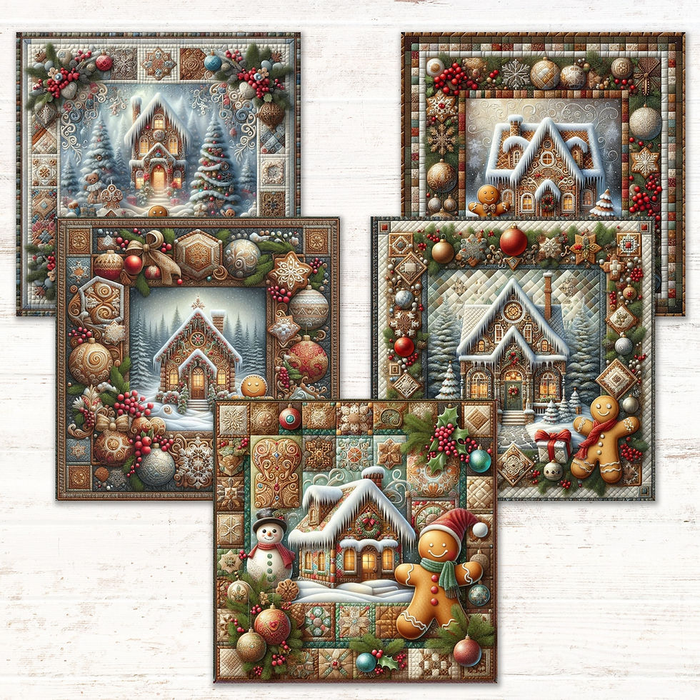 Thumbnail: Gingerbread Lane 20-Piece Fabric Panel Set