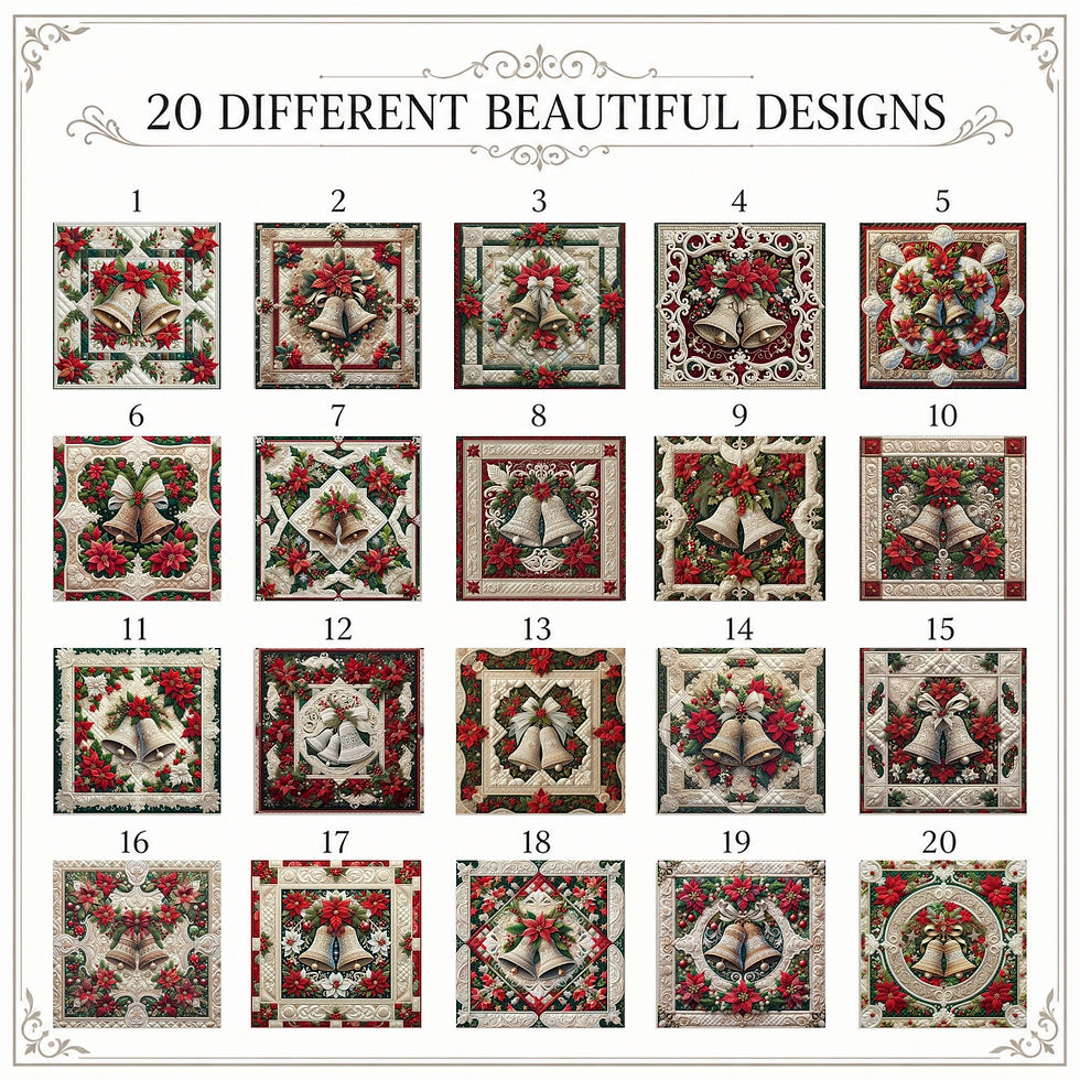 Thumbnail: Christmas Bells of Wonder 20-Piece Fabric Panel Set