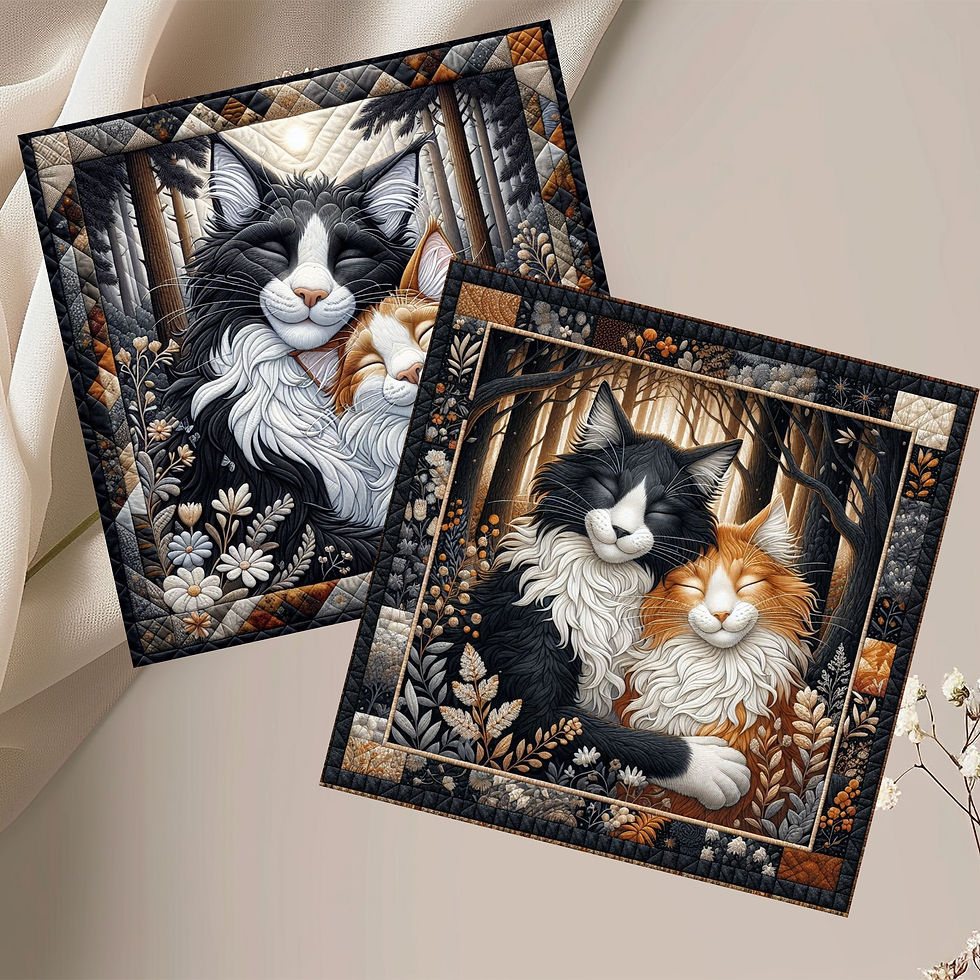 Thumbnail: 20 Whiskers & Whimsy Quilt-Inspired 6x6 Art Note Cards w/ Envelopes