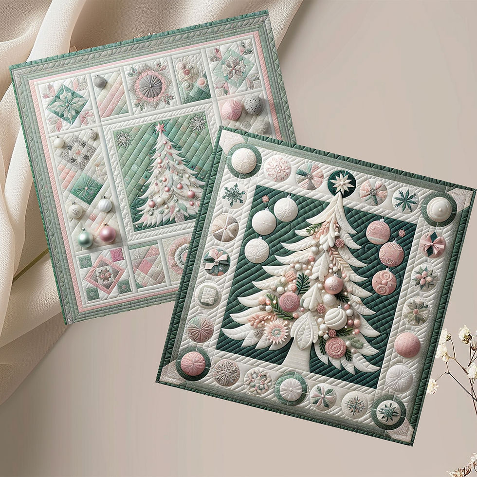 Thumbnail: 20 Frosted Evergreen Elegance Quilt-Inspired 6x6 Art Note Cards w/ Envelopes