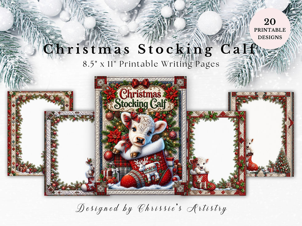 Thumbnail: Christmas Stocking Calf Printable Notepad