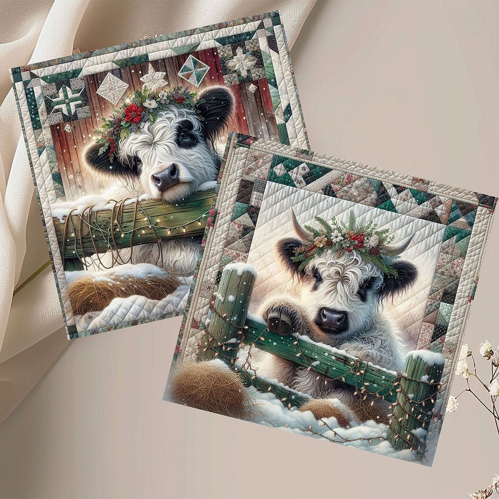 Thumbnail: 20 Cozy Barn Christmas Quilt-Inspired 6x6 Art Note Cards w/ Envelopes