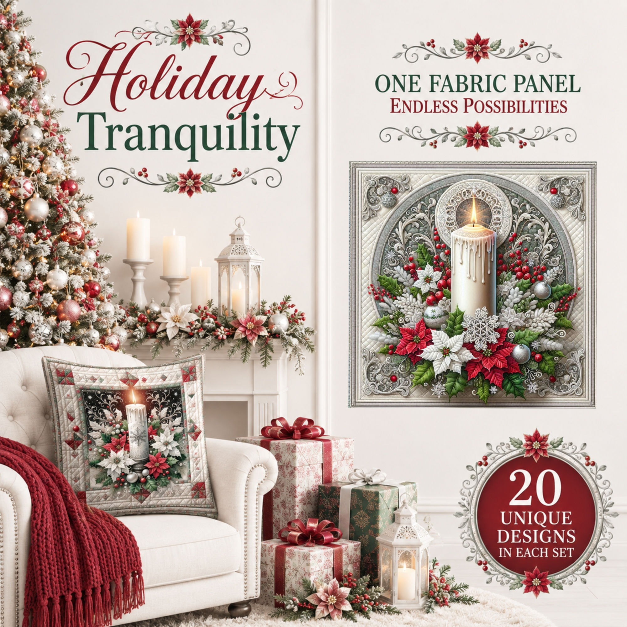 Holiday Tranquility 20-Piece Fabric Panel Set