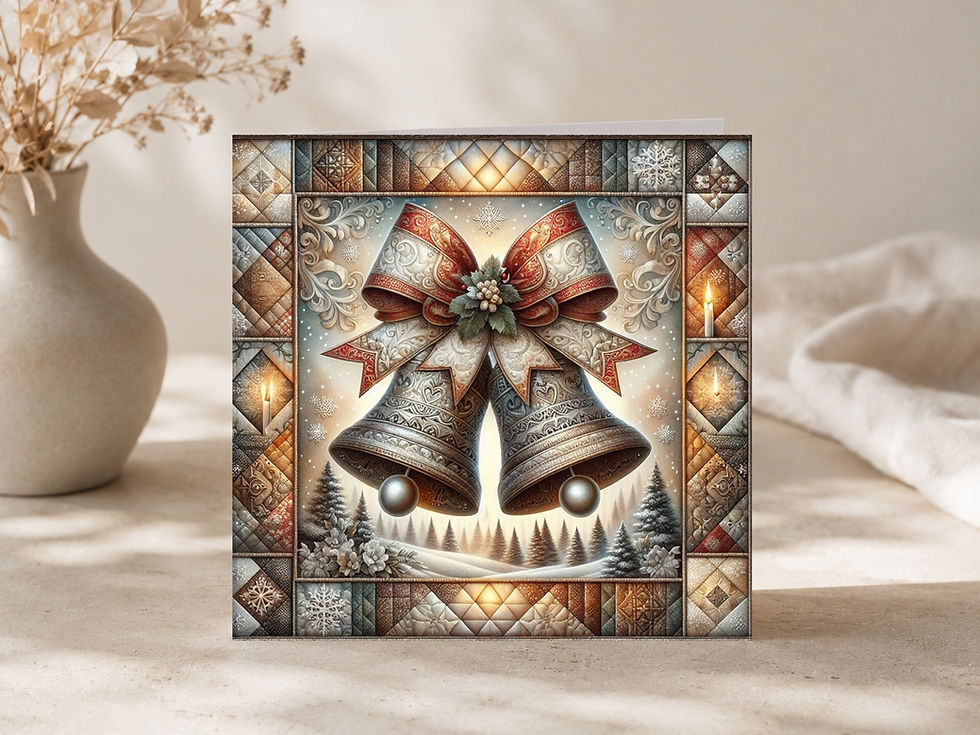 Thumbnail: Bells of Christmas Grace Printable Greeting Cards