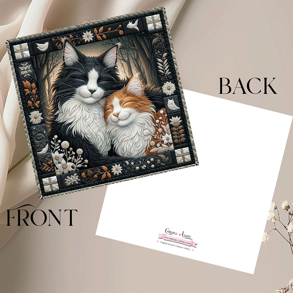 Thumbnail: 20 Whiskers & Whimsy Quilt-Inspired 6x6 Art Note Cards w/ Envelopes