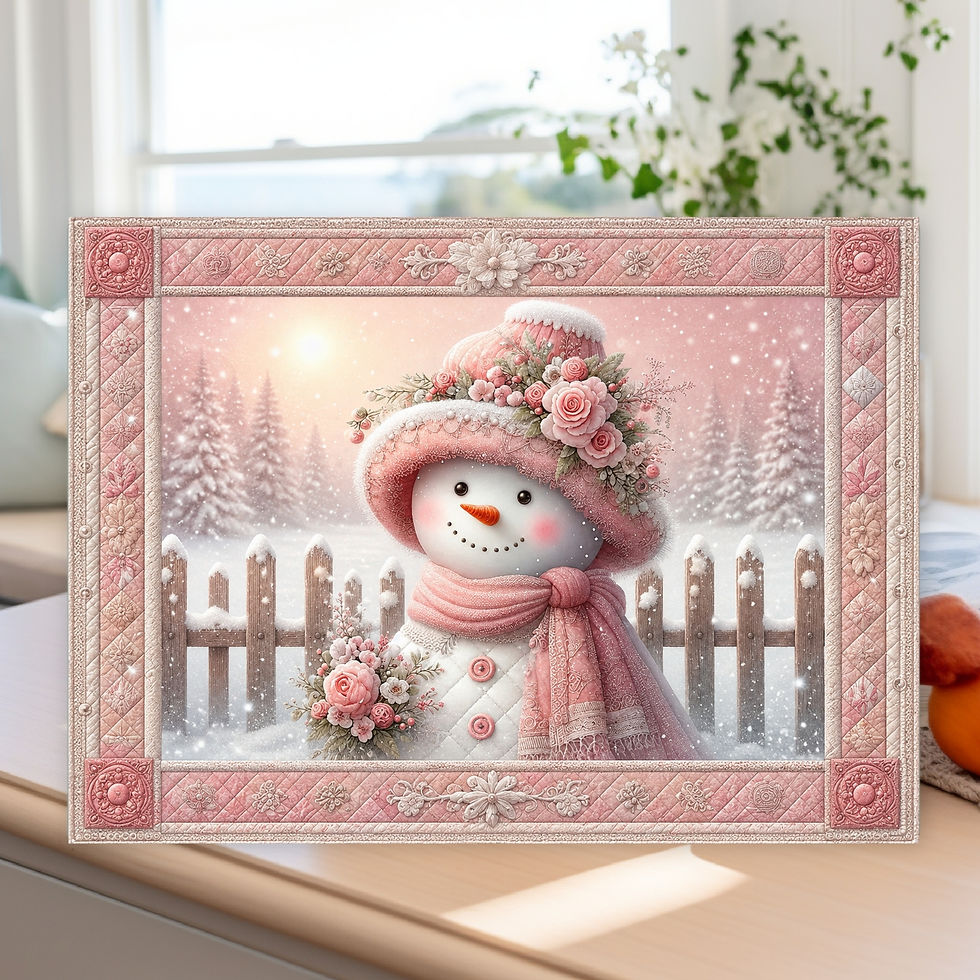 Thumbnail: Winter Rose Snowman – 15" × 11" Glass Cutting Board Sublimation Designs