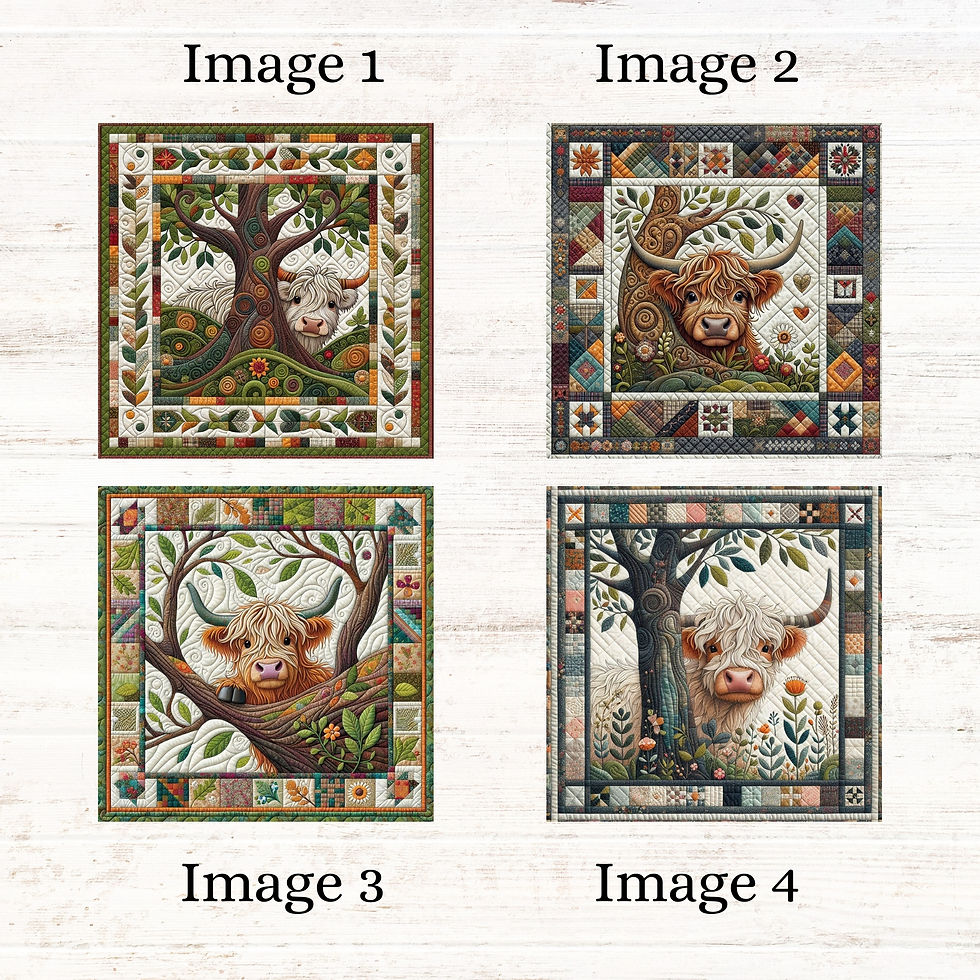 Thumbnail: Peek-a-Moo! Highland Cows Fabric Panels