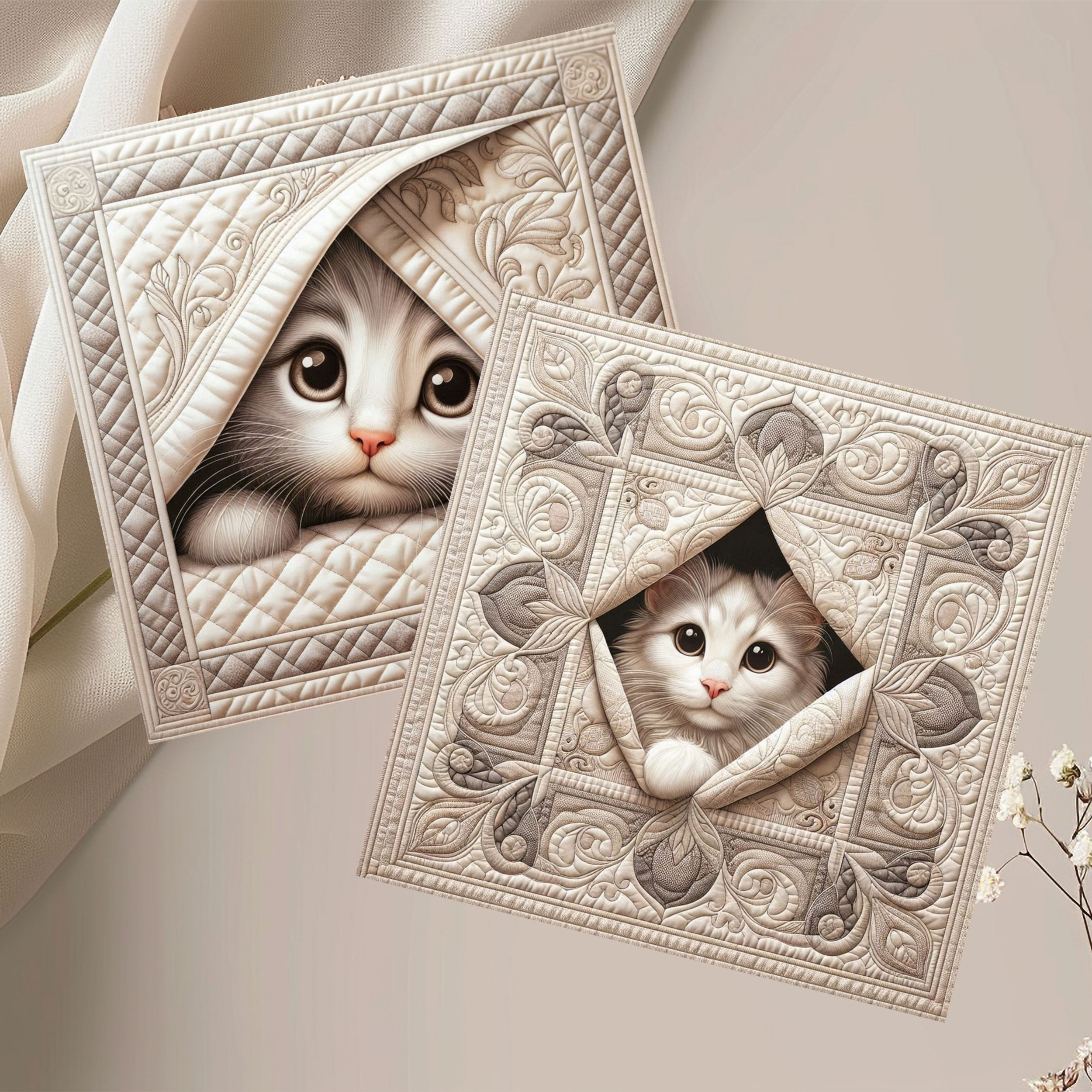 20 Cuddles and Quilts Quilt-Inspired 6x6 Art Note Cards w/ Envelopes