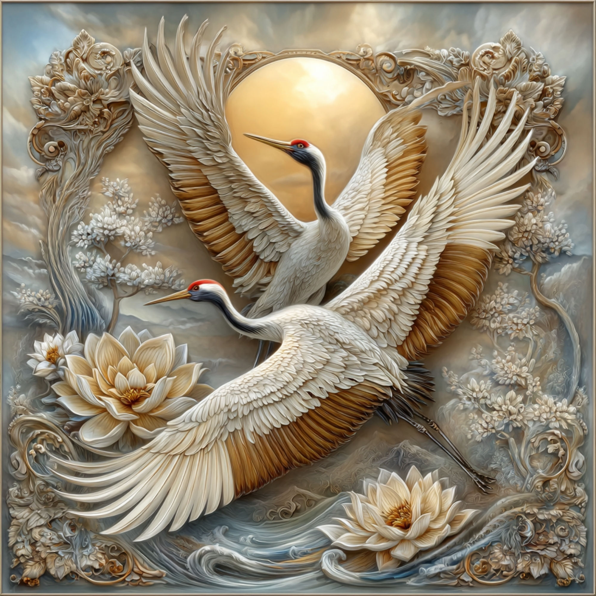 Golden Winged Grace Fabric Panels