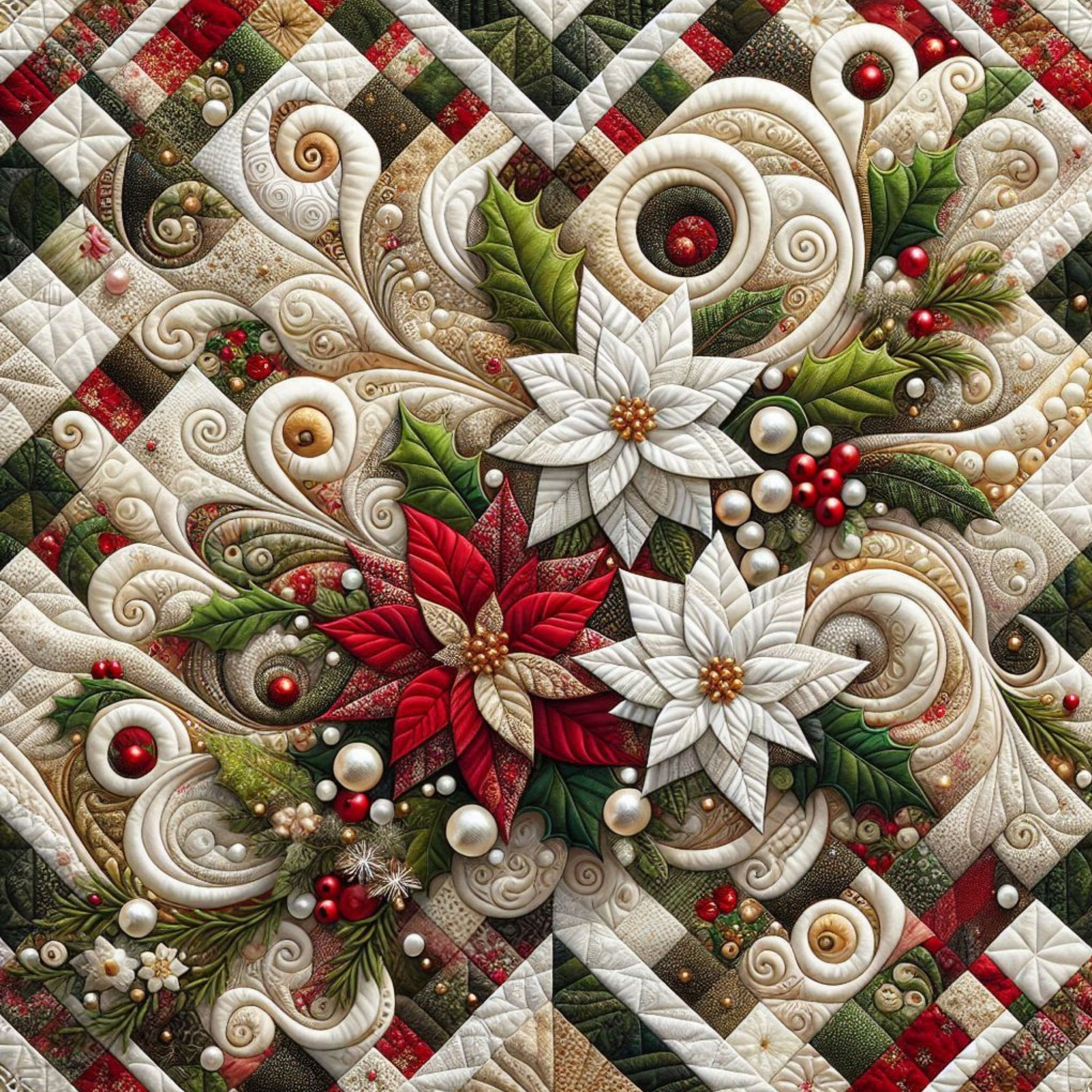 Poinsettia Swirls & Holiday Whirls Diamond Painting