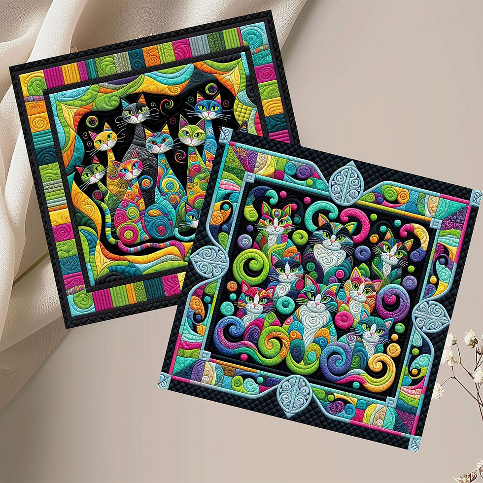 Thumbnail: 20 Furry Swirls of Fancy Quilt-Inspired 6x6 Art Note Cards w/ Envelopes