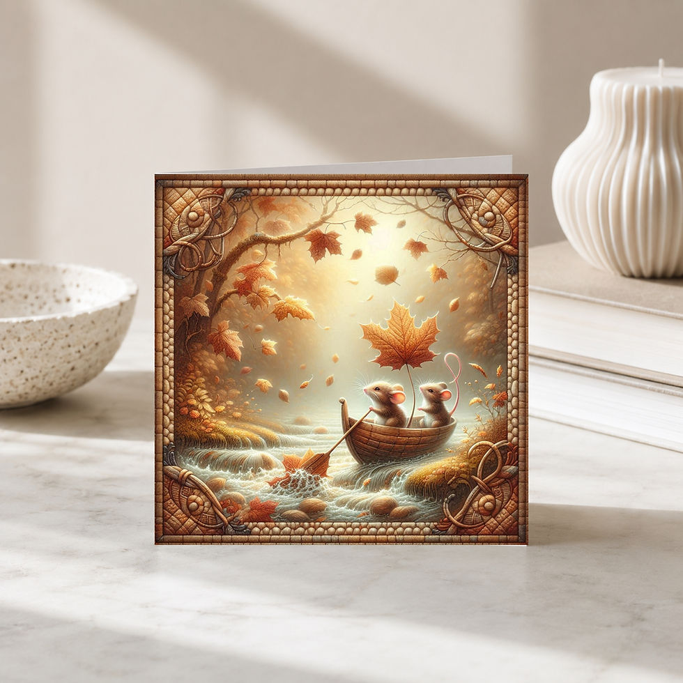 Thumbnail: 20 Cozy Creek Voyage Quilt-Inspired 6x6 Art Note Cards w/ Envelopes