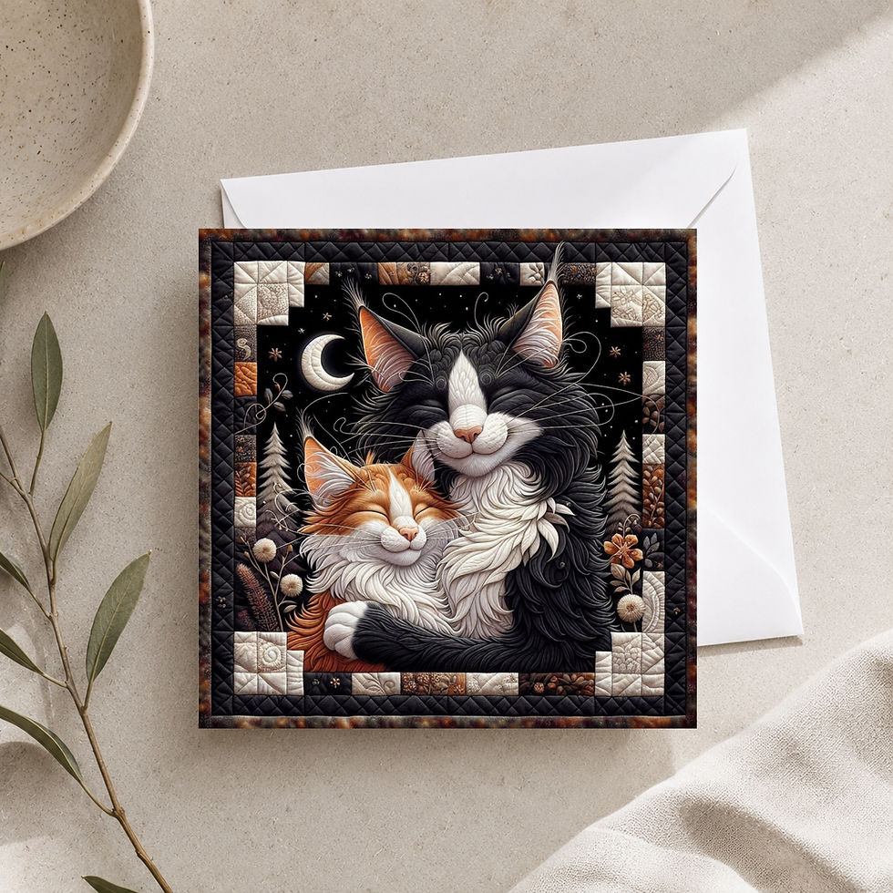 Thumbnail: 20 Whiskers & Whimsy Quilt-Inspired 6x6 Art Note Cards w/ Envelopes