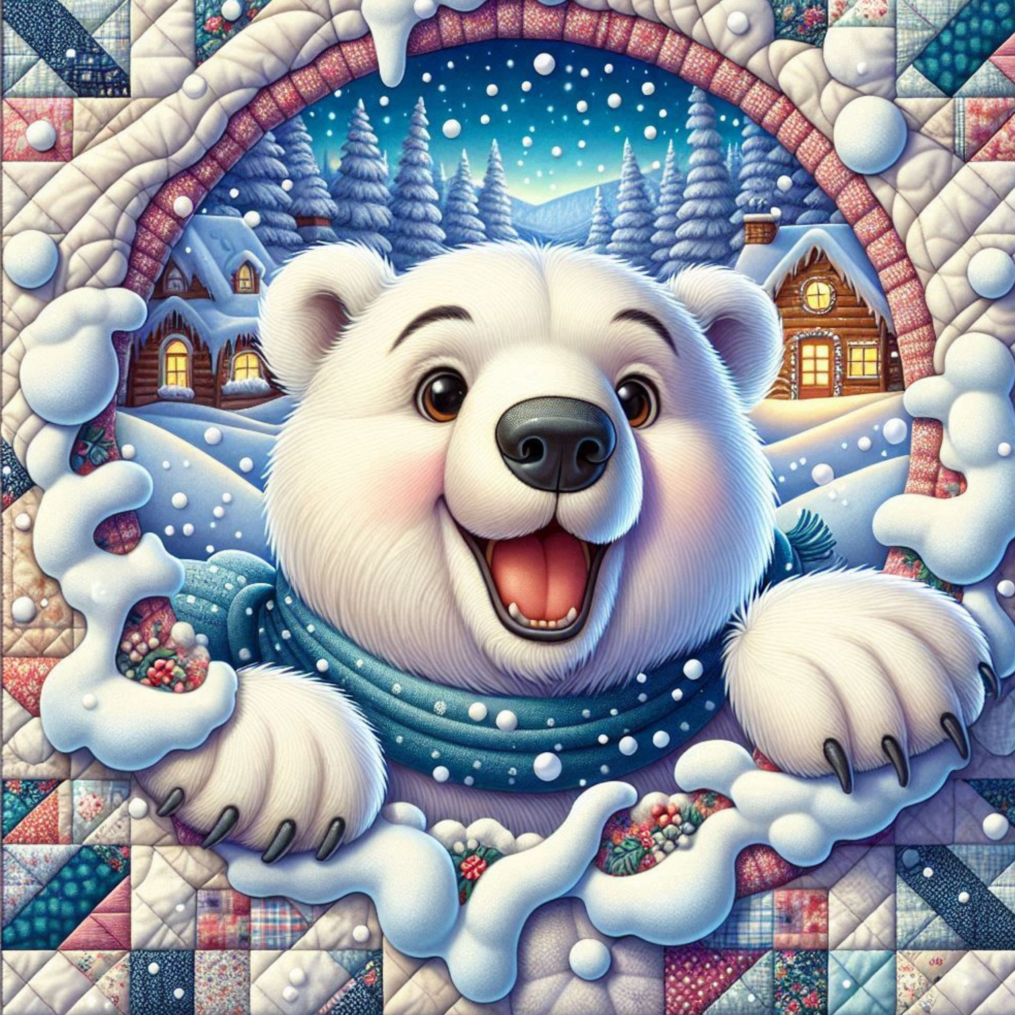 Polar Pals Snowy Adventures Fabric Panels
