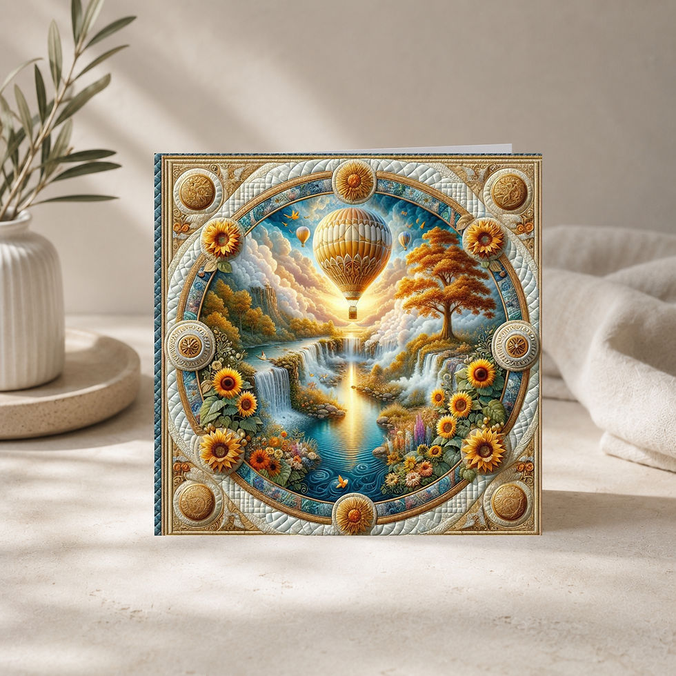 Thumbnail: 20 Golden Horizons Quilt-Inspired 6x6 Art Note Cards w/ Envelopes