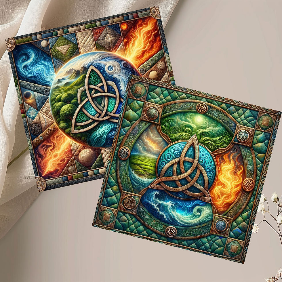 Thumbnail: 20 Nature's Trinity Quilt-Inspired 6x6 Art Note Cards w/ Envelopes