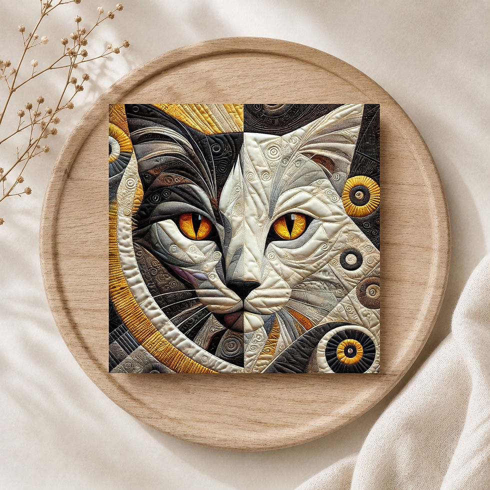 Thumbnail: 20 Mesmerizing Meowsterpiece Quilt-Inspired 6x6 Art Note Cards w/ Envelopes