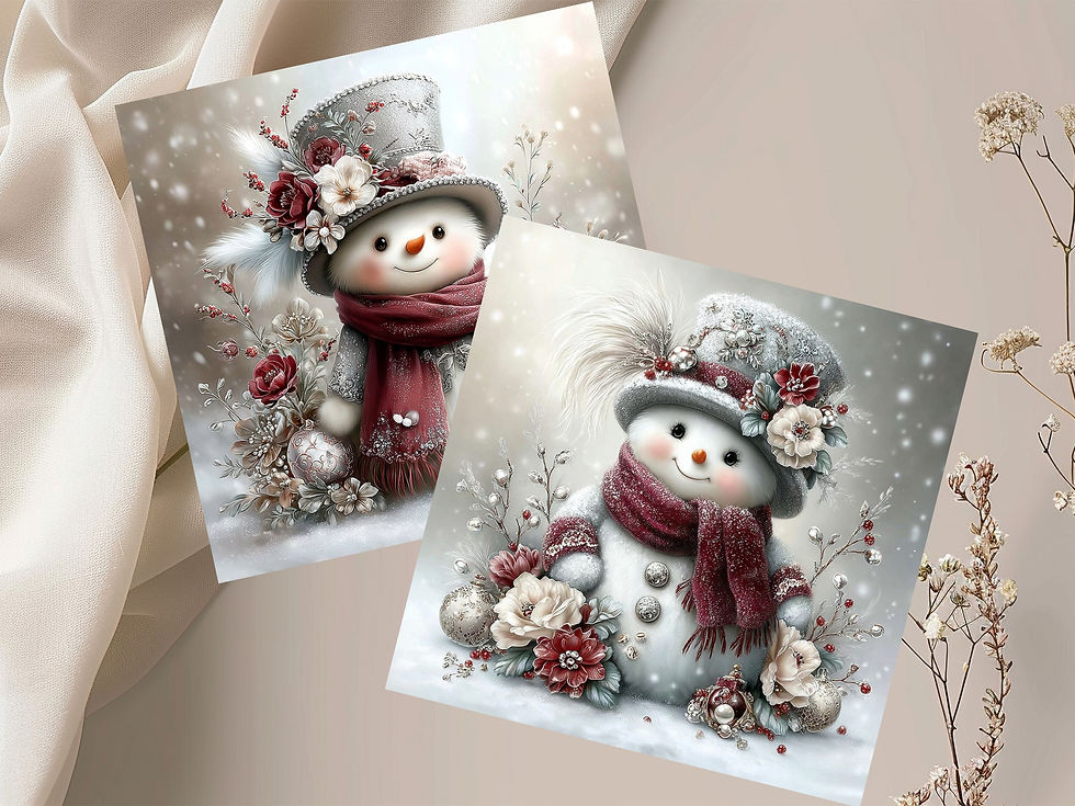 Thumbnail: Winterberry Snowman Delight Printable Greeting Cards