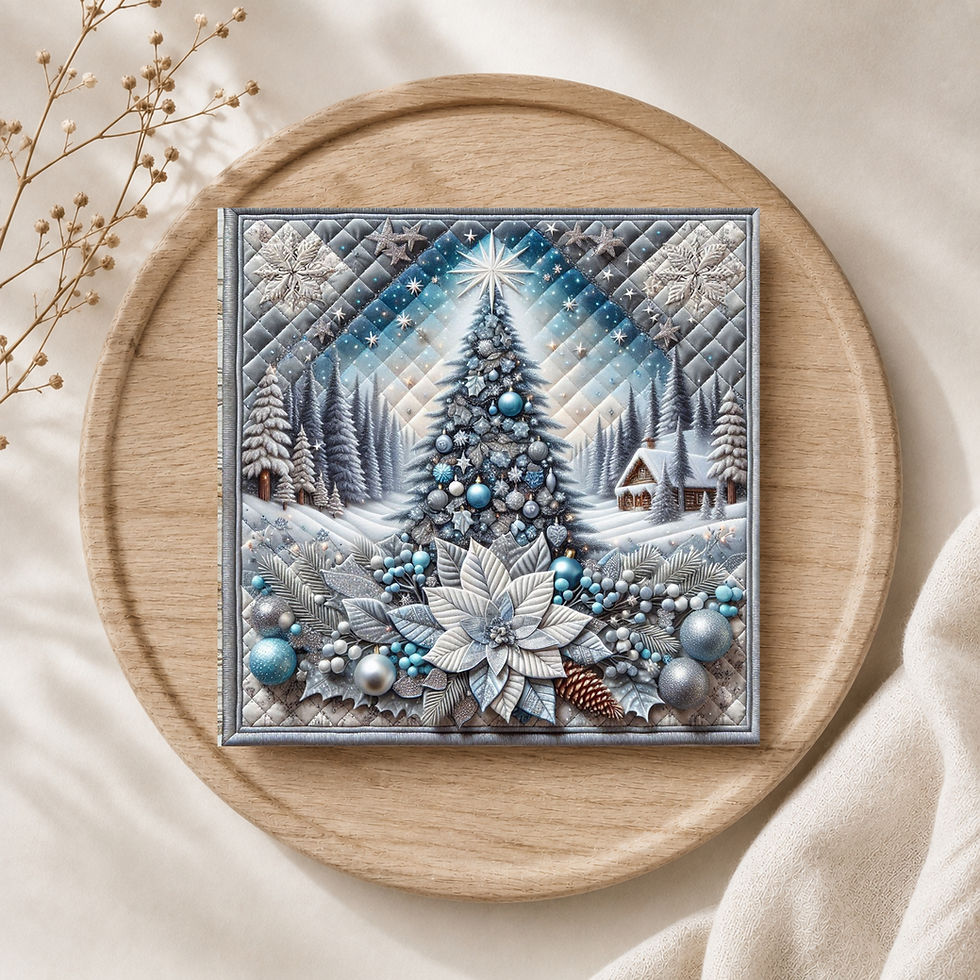 Thumbnail: 20 Enchanted Frost Holiday Quilt-Inspired 6x6 Art Note Cards w/ Envelopes